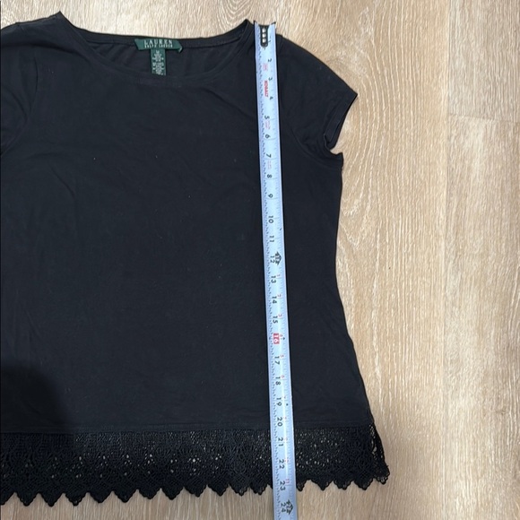 Ralph Lauren Black Cropped Cap Sleeve Embellished Tee - Picture 4 of 7